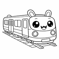Coloriage métro animal imaginaire kawaii, style lapin ou panda avec oreilles sur le toit, enfant | Toupty.com