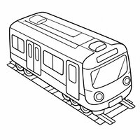 Coloriage métro chibi en vue plongeante légère 3/4 supérieure, toit visible, enfant | Toupty.com