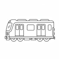 Coloriage métro chibi compact en vue de profil, grandes fenêtres et portes simples, enfant | Toupty.com