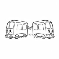 Coloriage métro cartoon avec deux wagons reliés par un soufflet, vue de profil, enfant | Toupty.com