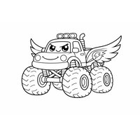 Coloriage monster truck super-héros avec ailes stylisées à imprimer | Toupty.com