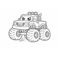 Coloriage monster truck carré et costaud style cartoon à imprimer | Toupty.com
