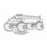 Coloriage monster truck limousine très long style cartoon à imprimer | Toupty.com
