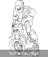 coloriage motard sur scooter