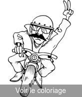 coloriage motard moustachu