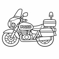 Coloriage moto de police cartoon vue de profil, contours épais, facile pour enfant | Toupty.com