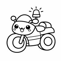 Dessin à colorier moto de police chibi ultra simple, maternelle, facile | Toupty.com