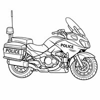 Coloriage moto de police réaliste simplifiée, détails modérés, enfant | Toupty.com