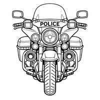 Coloriage moto de police vue de face, symétrique, facile à colorier | Toupty.com