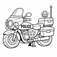 Coloriage moto de police enfant, grandes zones à colorier, très simple | Toupty.com
