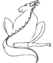 coloriage Dragon assis, avec des écailles visibles sur le dos
