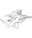 coloriage Femme volant rapidement, tenant un sceptre dans la main