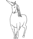 coloriage Licorne mythologique debout, avec une longue crinière