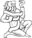 Homme a tête de lion et serpent