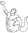 coloriage Une créature marine avec une musculature imposante