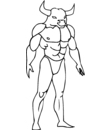coloriage Le Minotaure imposant, debout avec un corps musclé