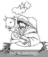 Coloriage Le boeuf et l'enfant Jésus | Toupty.com