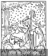 Coloriage Marie, Joseph et leur fils Jésus | Toupty.com