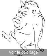 Coloriage Ogre avec corne sur la tête | Toupty.com