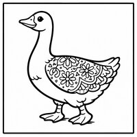 Coloriage oie de profil avec un motif mandala très simple et aéré sur le plumage