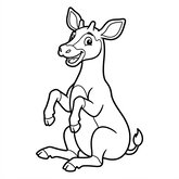 Coloriage okapi assis à imprimer : okapi assis en pose cartoon amusante, coloriage facile enfant (Toupty.com)