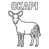 Coloriage okapi debout à imprimer : okapi de face avec pattes rayées, dessin simple pour enfant (Toupty.com)