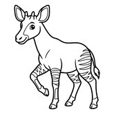 Coloriage okapi en marche à imprimer : okapi qui avance, rayures simples, coloriage facile enfant (Toupty.com)