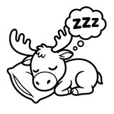 Coloriage orignal chibi : orignal endormi avec zzz, coussin simple, facile à colorier (Toupty.com)