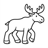 Coloriage orignal cartoon : orignal qui marche de profil, bois arrondis, formes simples et épaisses (Toupty.com)