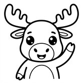 Coloriage orignal kawaii : orignal qui salue avec une patte levée, dessin simple et rigolo (Toupty.com)