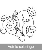 coloriage Panda en plein repas