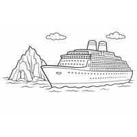 Coloriage paquebot polaire près d’un iceberg stylisé (vue de profil)