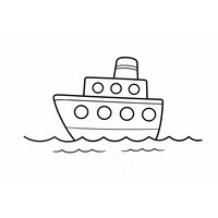 Coloriage paquebot miniature très simple pour maternelle avec une cheminée