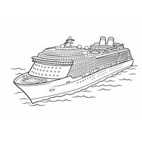 Coloriage paquebot géant de croisière moderne avec nombreux étages (vue 3/4)