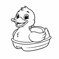 Coloriage pédalo canard : pédalo cartoon avec grand bec souriant, enfant | Toupty.com