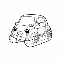 Coloriage pédalo voiture : petite voiture flottante kawaii, facile à colorier | Toupty.com