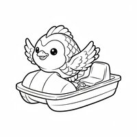Coloriage pédalo animal imaginaire : pédalo kawaii original, facile à imprimer | Toupty.com