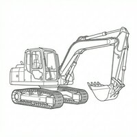 Coloriage pelleteuse réaliste vue de profil avec détails modérés