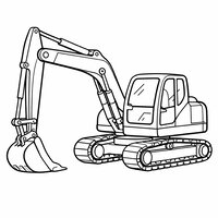 Coloriage pelleteuse semi-réaliste simple vue trois-quarts avant