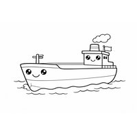 Coloriage petit pétrolier très simple pour maternelle, grosses formes faciles