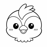 Coloriage pic vert kawaii en gros plan, tête très ronde et grands yeux, dessin simple pour enfant