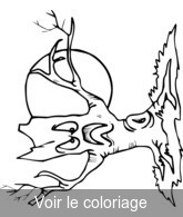 Coloriage Abre qui fait peur sous la pleine lune | Toupty.com
