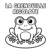 Coloriage printemps : grenouille cartoon sur nénuphar, dessin simple et rigolo enfant (Toupty.com)