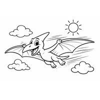 Coloriage ptérodactyle cartoon qui vole vite avec lignes de mouvement - Toupty.com