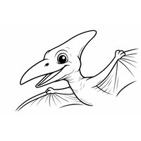 Coloriage ptérodactyle semi-réaliste en gros plan (tête, crête, ailes) - Toupty.com