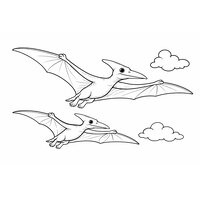 Coloriage deux ptérodactyles en vol (un adulte et un jeune) - Toupty.com