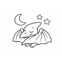 Coloriage ptérodactyle kids-friendly qui dort avec lune et étoiles - Toupty.com