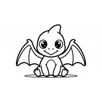 Coloriage bébé ptérodactyle kids-friendly posé au sol - Toupty.com