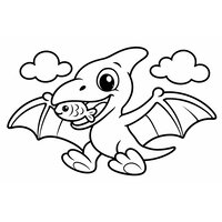 Coloriage ptérodactyle kids-friendly style jouet avec poisson dans le bec - Toupty.com