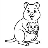 Coloriage quokka bébé dans la poche à imprimer : maman quokka et bébé, dessin simple pour enfant (Toupty.com)